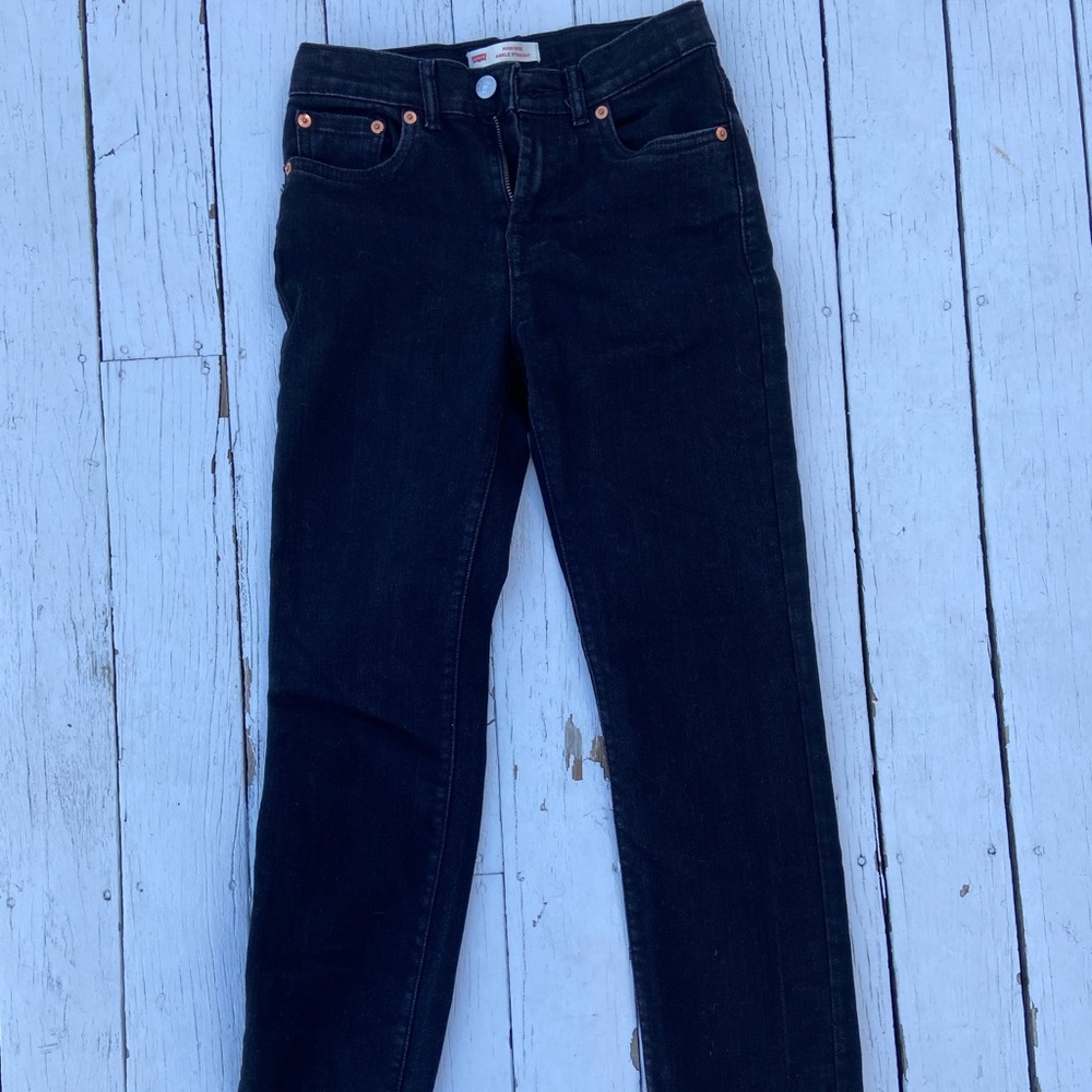 Levi’s high rise ankle straight leg black jeans girls size 12